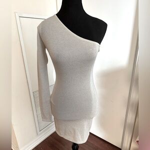 Chic One-Shoulder Silver Mini Dress